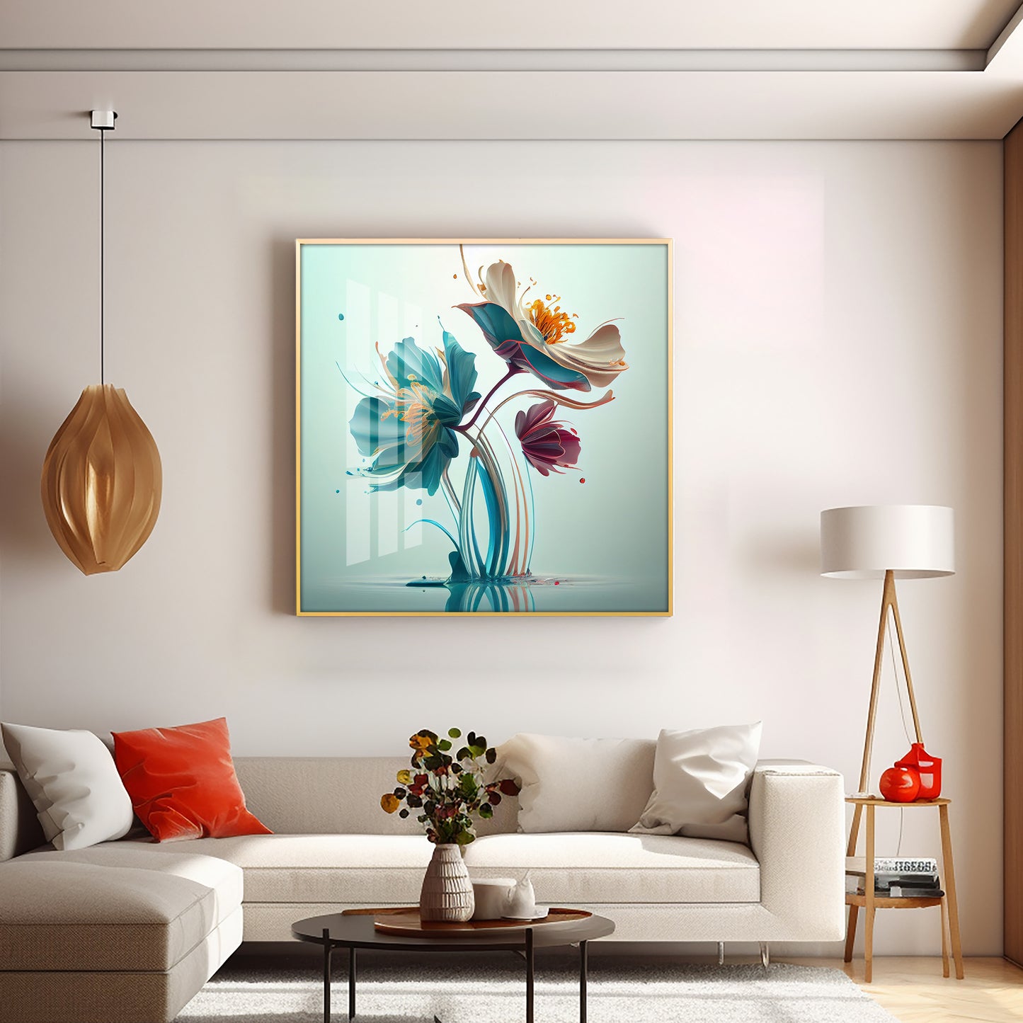 Beautiful Surrealistic Flowers Premium Acrylic Square Wall Art