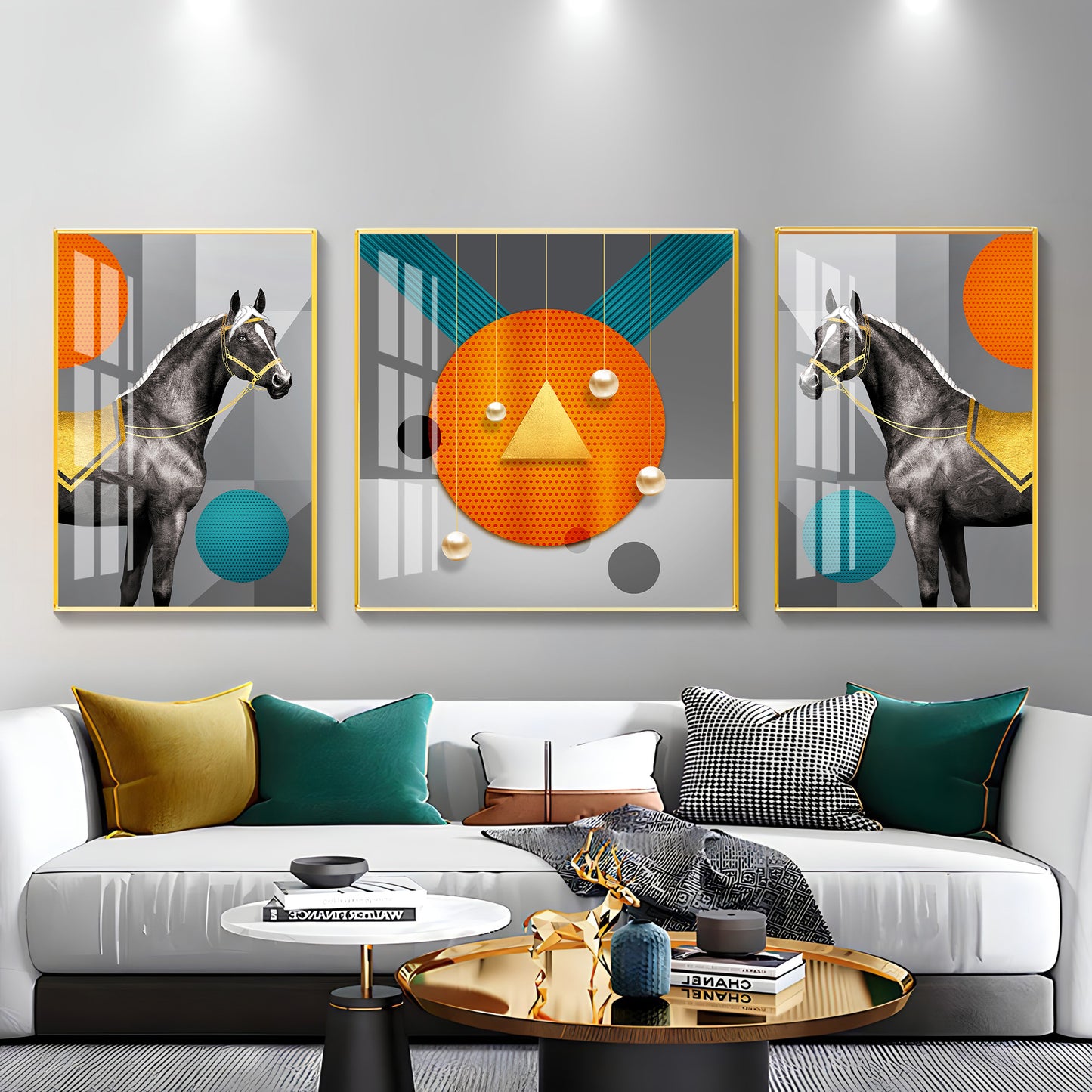 Splendid Stallion  Premium Acrylic Wall Art (Set of 3)