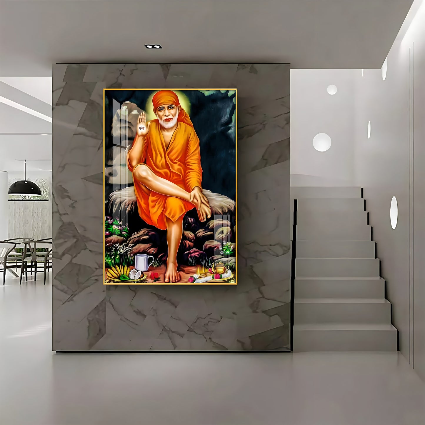 Sri Sai in Tranquil Premium Vertical Acrylic Wall Art