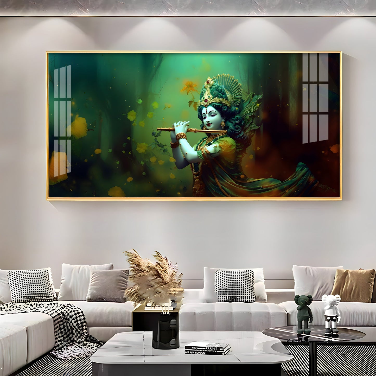 Murli Manohar Premium Acrylic Horizontal Wall Art - 24X12 inches / Gold