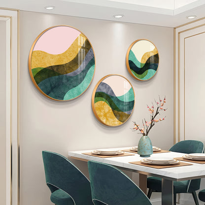 Wave Abstract Premium Acrylic Round Wall Art (Set of 3)