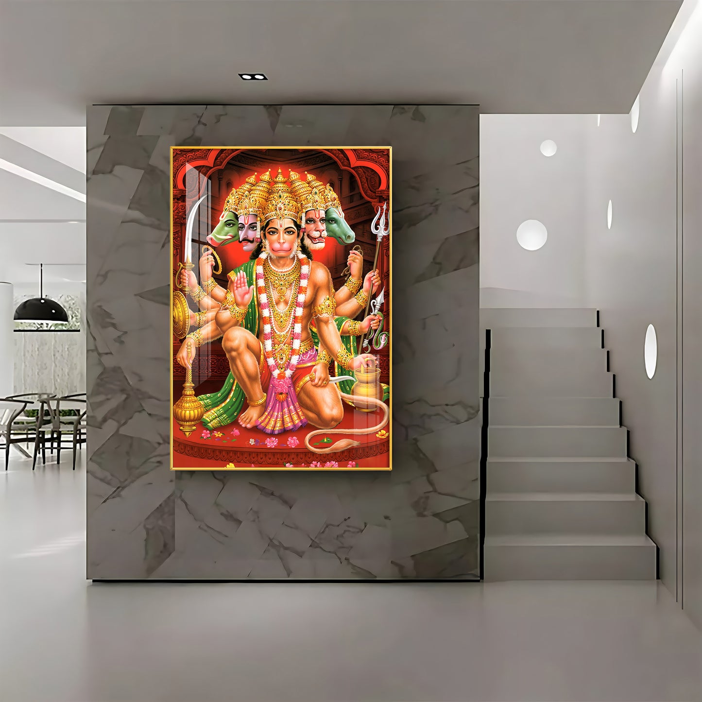 Divine Presence Of Lord Hanuman Premium Vertical Acrylic Wall Art