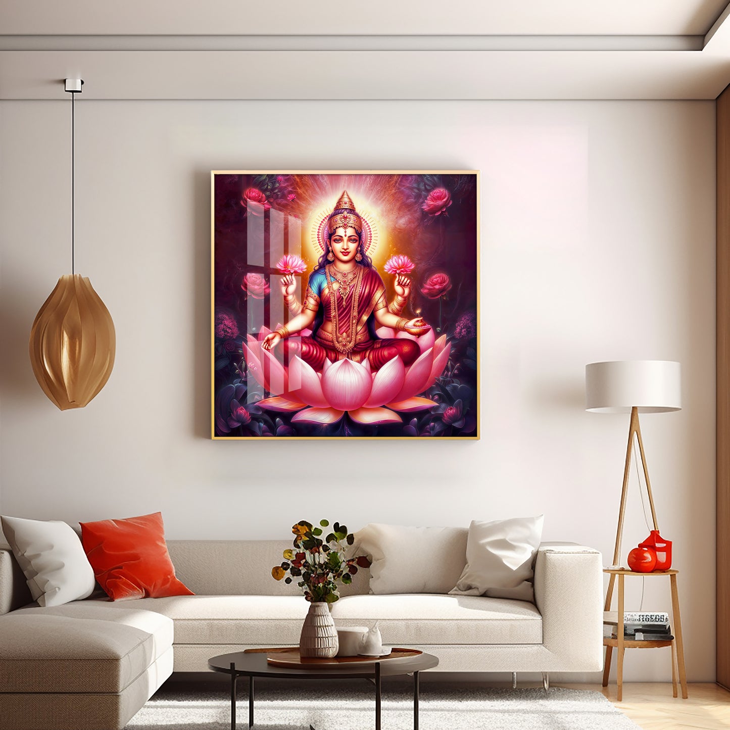 Maa Laxmi Premium Acrylic Square Wall Art