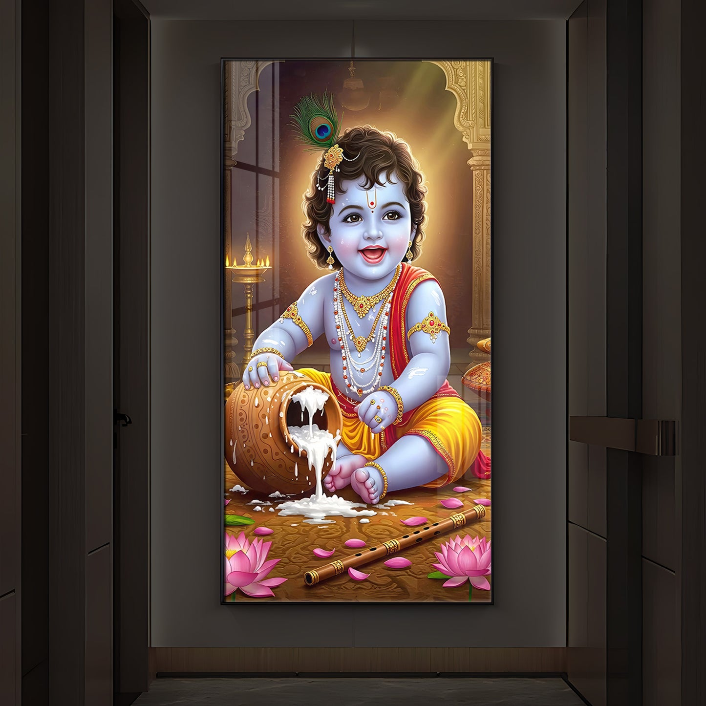 Bal Krishna Modern Luxury Backlight Vertical Wall Art