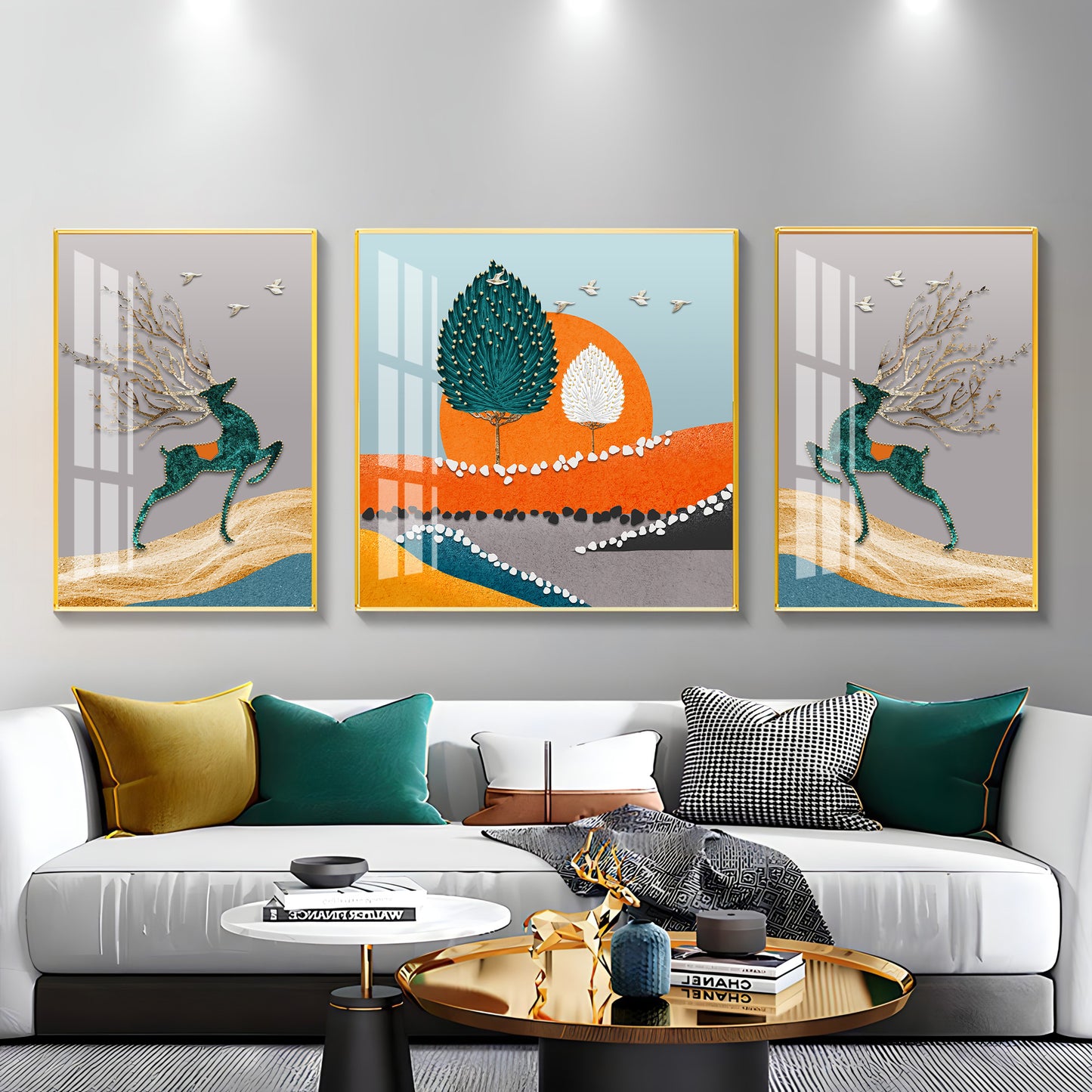 Two Lucky Deers Premium Acrylic Wall Art (Set of 3)