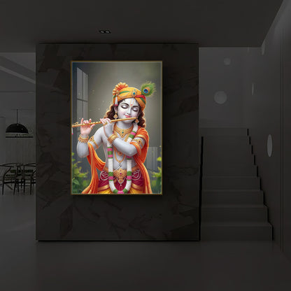 Shri Krishna Modern Luxury Backlight Vertical Wall Art