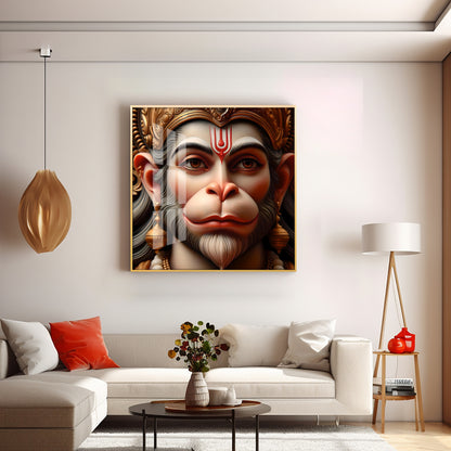 Lord Hanuman Premium Acrylic Square Wall Art