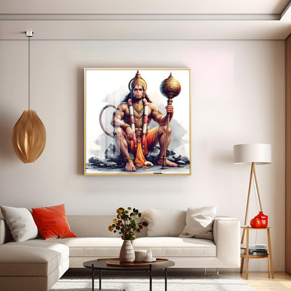 Jai Shree Hanuman Premium Acrylic Square Wall Art