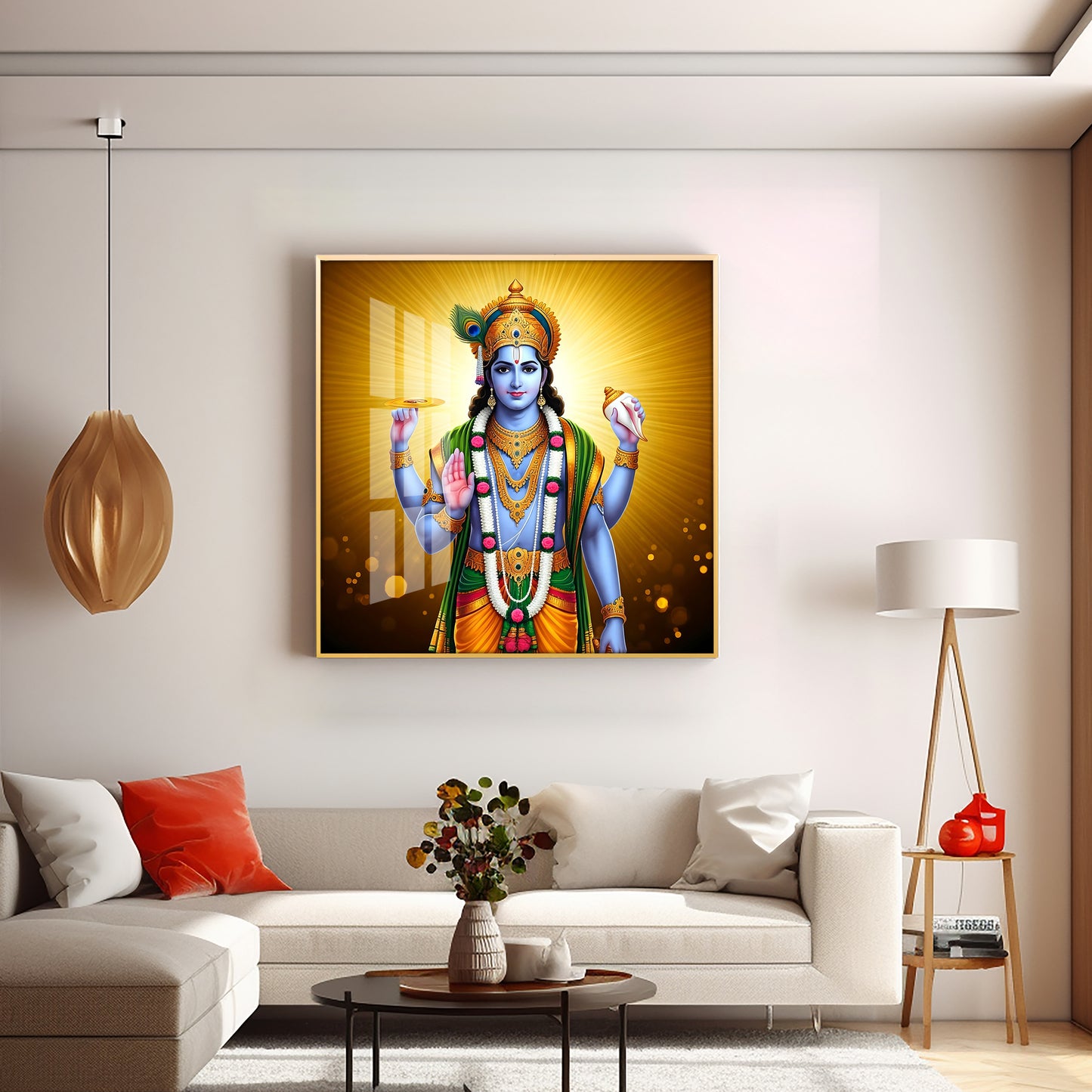 Ethereal Presence Of Lord Krishna Premium Acrylic Square Wall Art