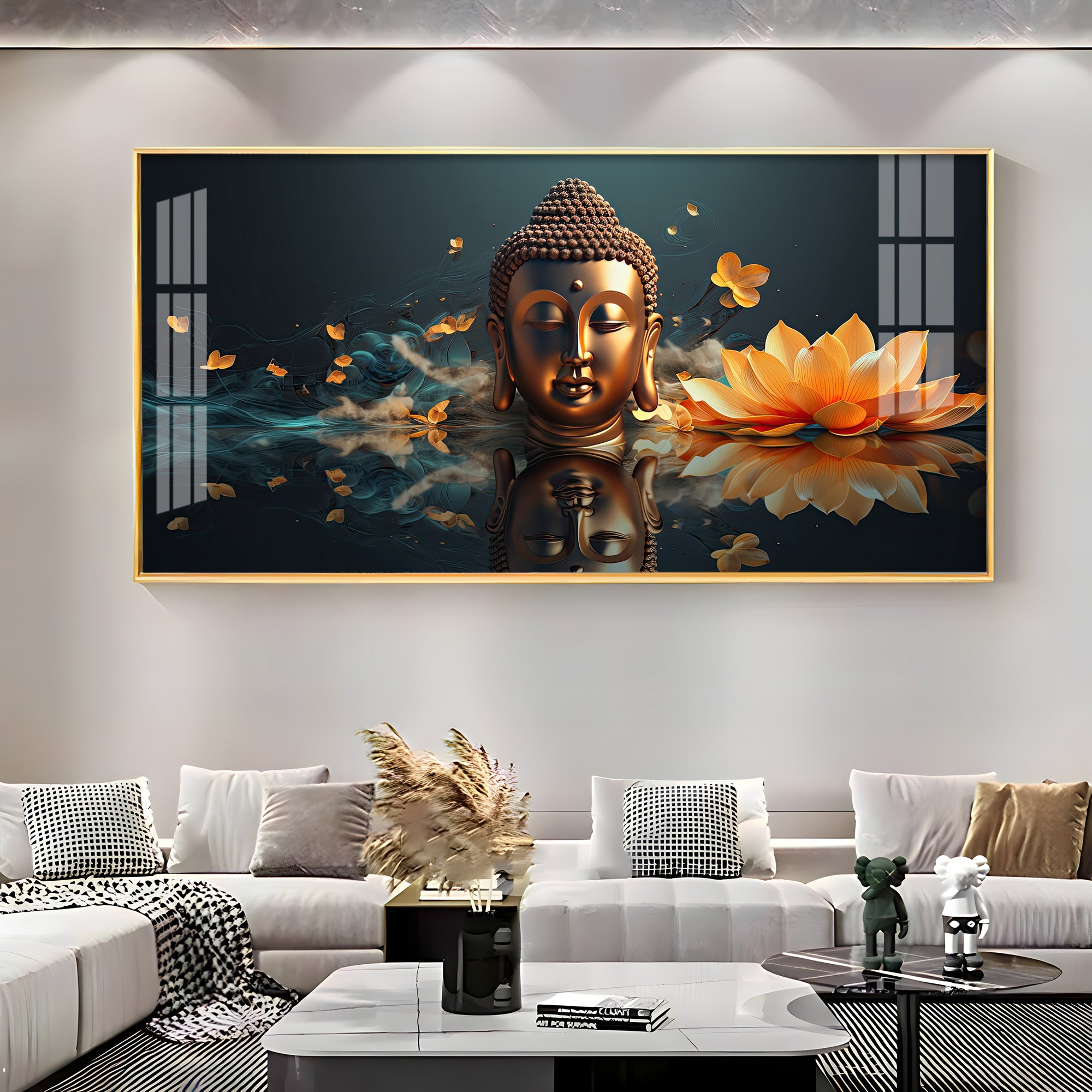 Descent Buddha Luxury Crystal Horizontal Wall Art