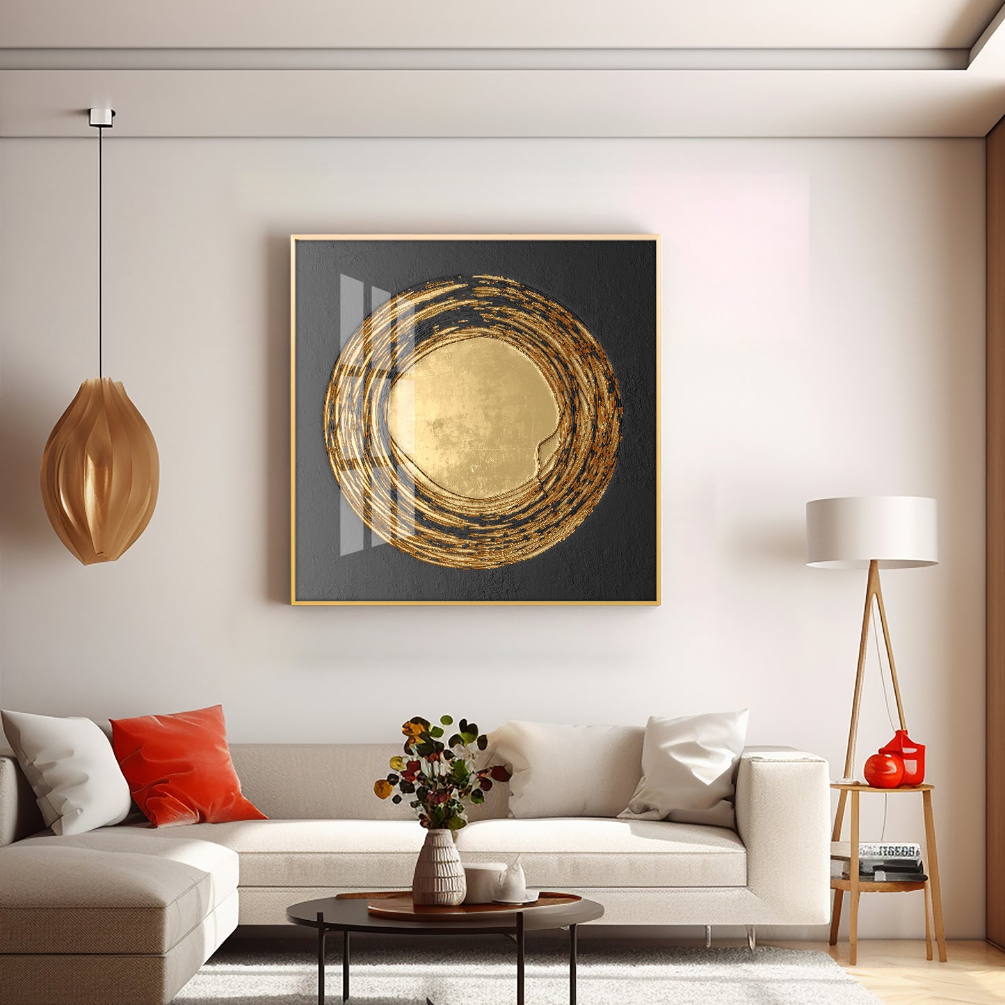 Retro Golden Circle Premium Acrylic Square Wall Art