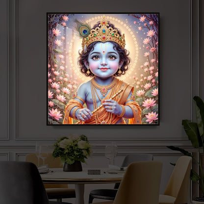 Bal Krishna Ji Modern Luxury Backlight Square Wall Art