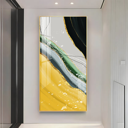 Golden Greens Premium Acrylic Vertical Wall Art