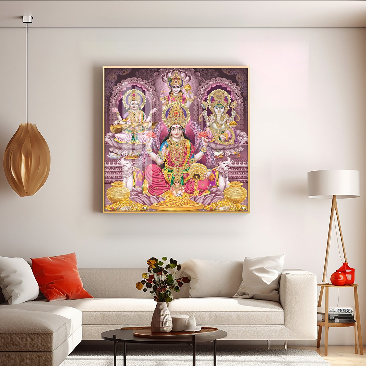 Celestial Harmony Of Deities Premium Acrylic Square Wall Art