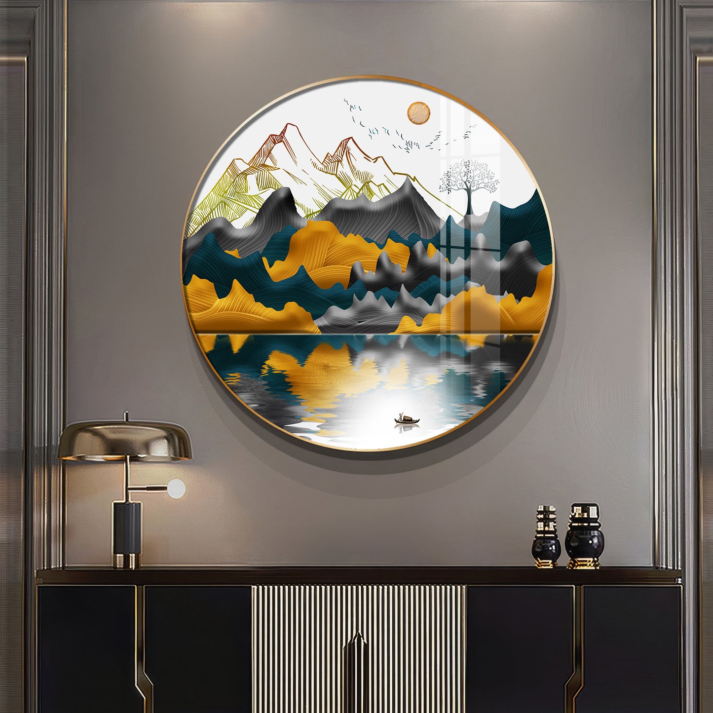 Mountain Escape Premium Acrylic Round Wall Art