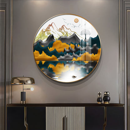 Mountain Escape Premium Acrylic Round Wall Art