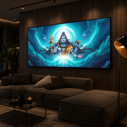 Cosmic Shiva Modern Luxury Backlight Horizontal Wall Art