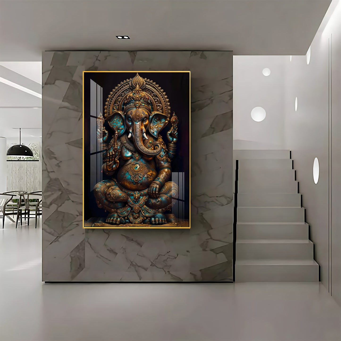 Lord Ganesha Premium Acrylic Vertical Wall Art