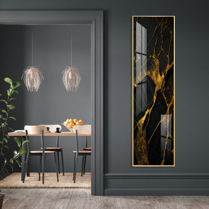 Golden Crack Pattern Premium Acrylic Vertical Wall Art