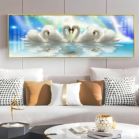 Beautiful Swan Family Premium Acrylic Horizontal Wall Art
