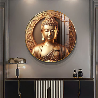 Blessings Of Buddha Premium Acrylic Round Wall Art