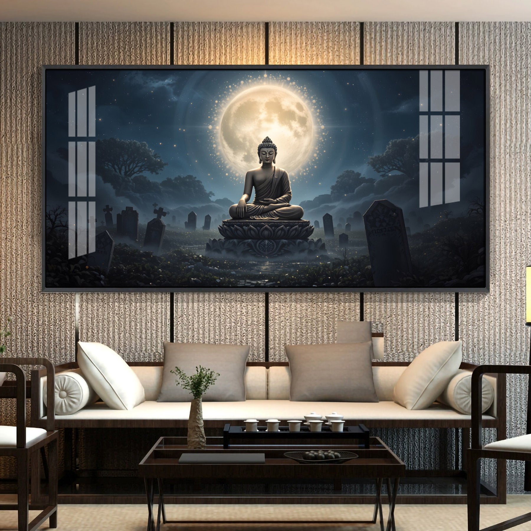 Calm Reflections Of Buddha Premium Acrylic Horizontal Wall Art