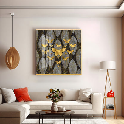 Golden Butterfly Light Luxury Premium Acrylic Square Wall Art