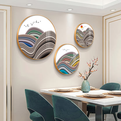 Flair Style Hills Premium Acrylic Round Wall Art (Set of 3)