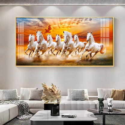 Vastu Seven Running Horses In Morning Premium Acrylic Horizontal Wall Art