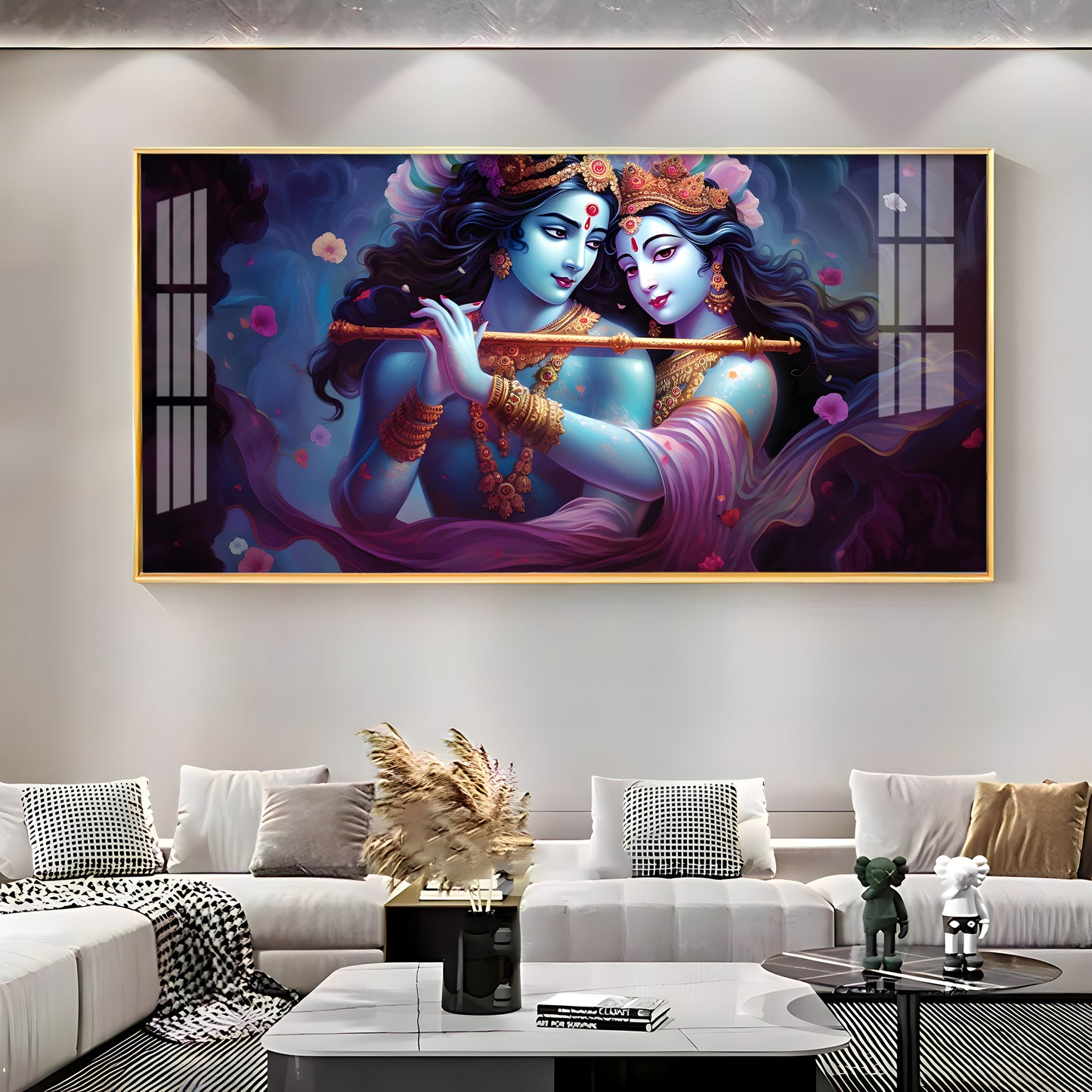 Radha Krishna Unforgetful Love Premium Acrylic Horizontal Wall Art