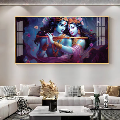 Radha Krishna Unforgetful Love Premium Acrylic Horizontal Wall Art