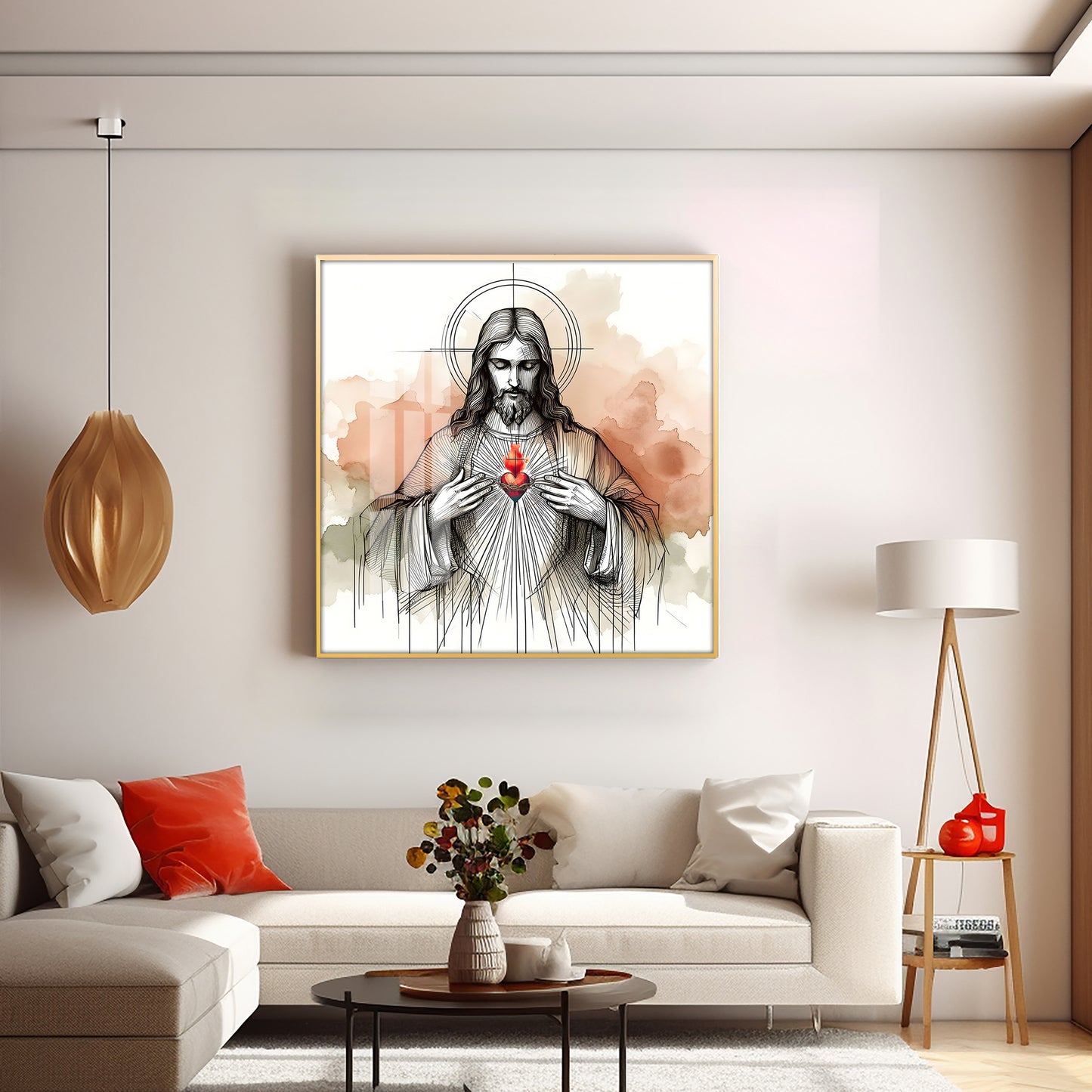 Sketch Spirit of Jesus Premium Acrylic Square Wall Art