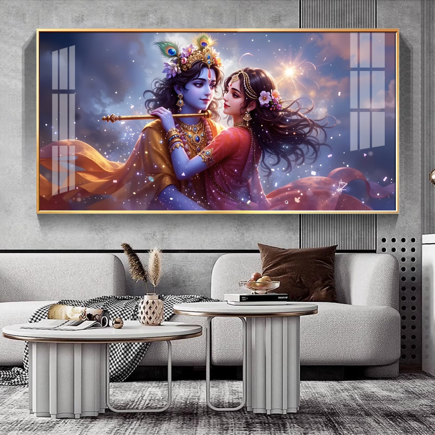 Radha Krishna Dancing Premium Acrylic Horizontal Wall Art