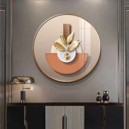 Leafy Luxe Vase Premium Acrylic Round Wall Art