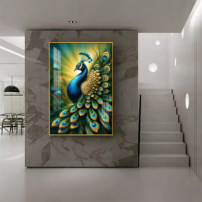 Heavenly Peacock Premium Acrylic Vertical Wall Art