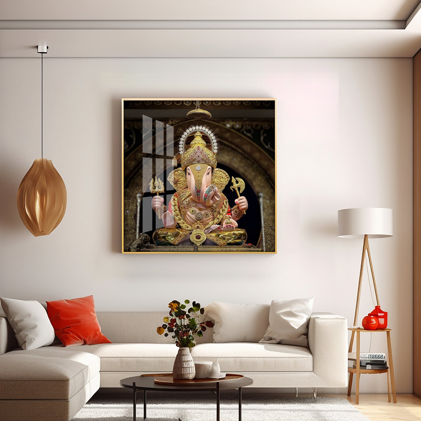 Lord Ganesh Serenity Premium Acrylic Square Wall Art