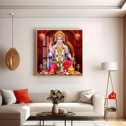 Sacred Harmony Of Hanuman Premium Acrylic Square Wall Art