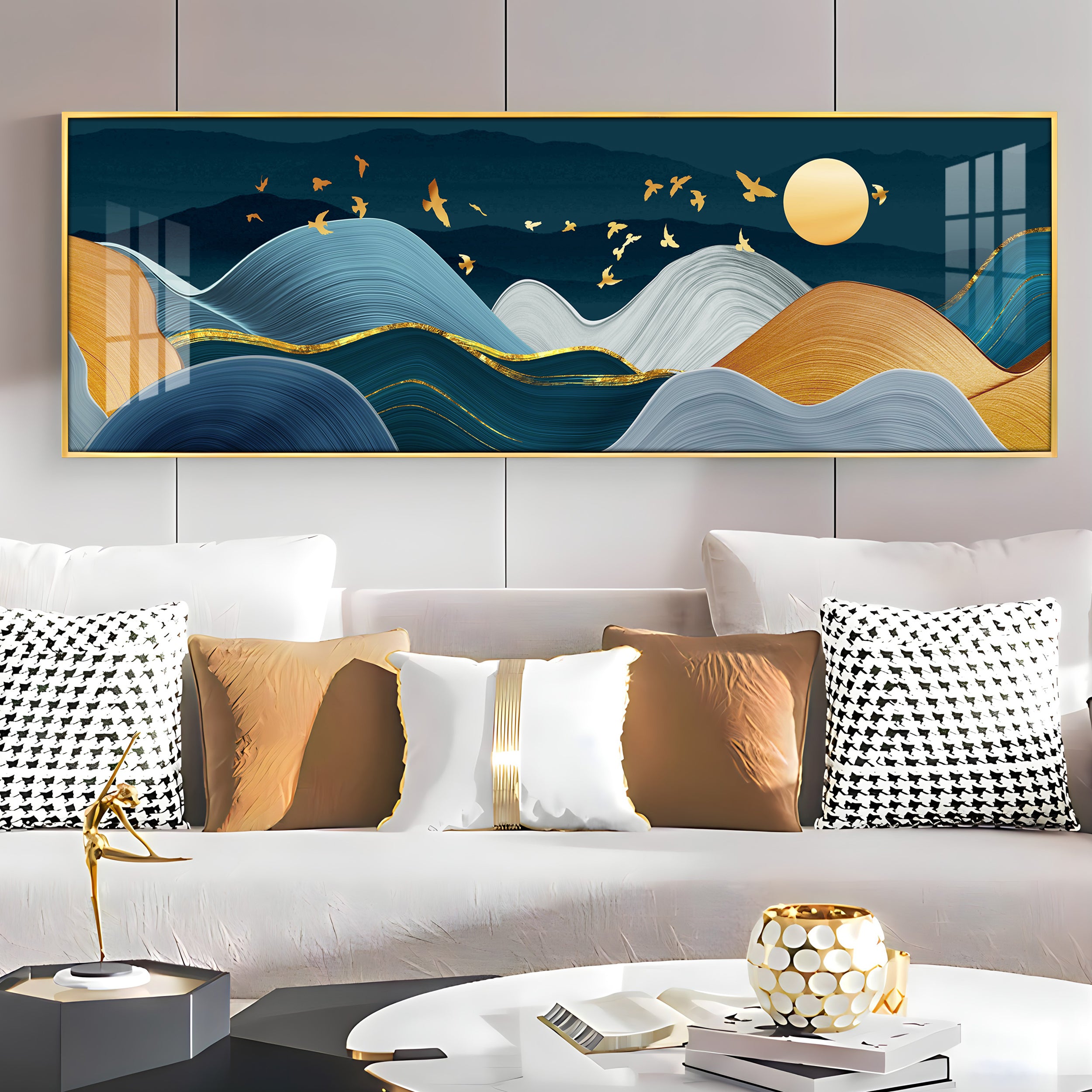 Scandinavian Mountains Luxury Crystal Horizontal Wall Art