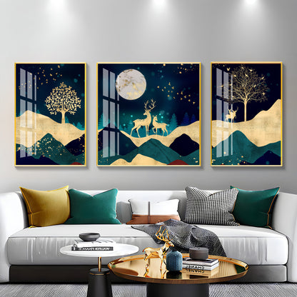 Glittering Night Premium Acrylic Wall Art (Set of 3)