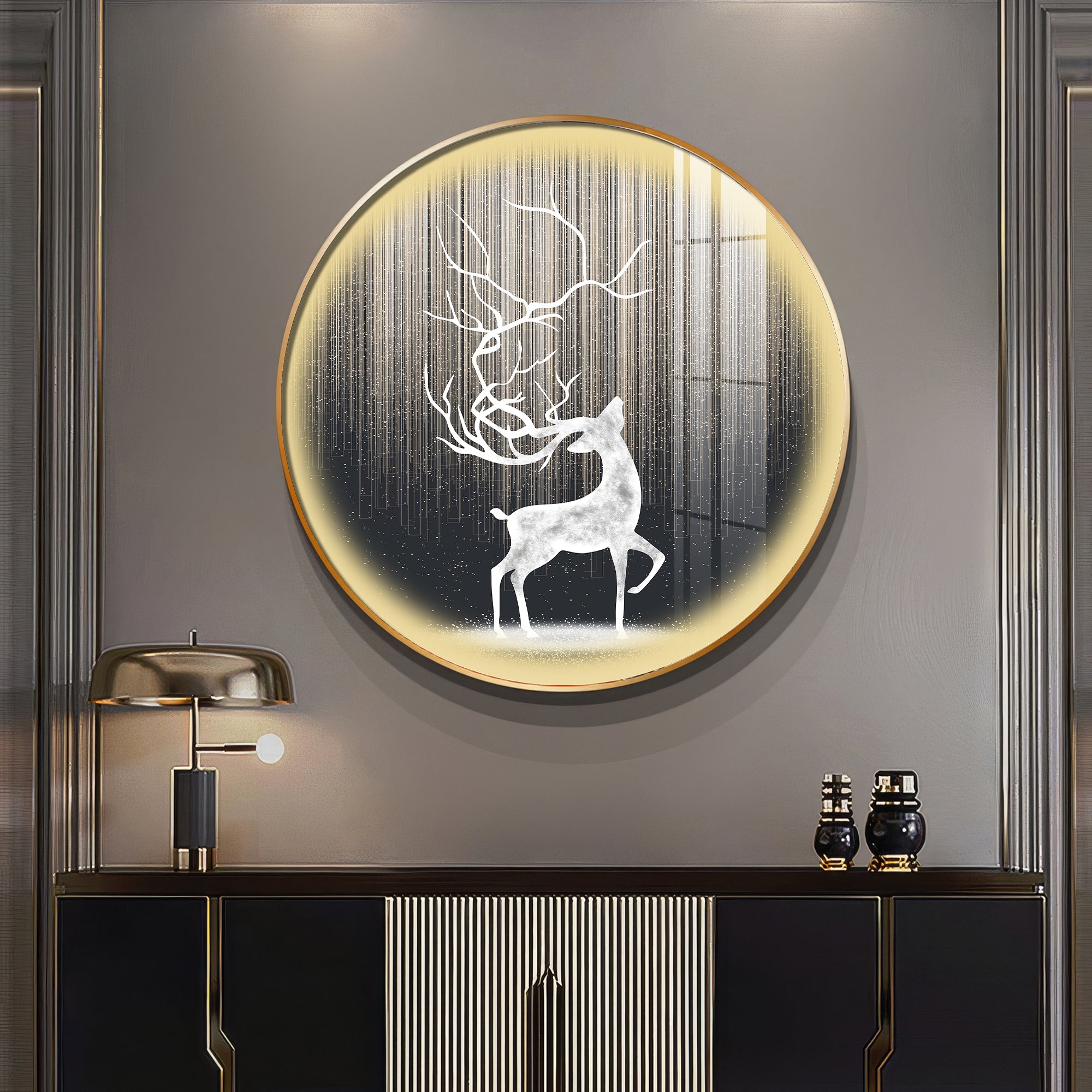 Enchanted Deer Premium Acrylic Round Wall Art