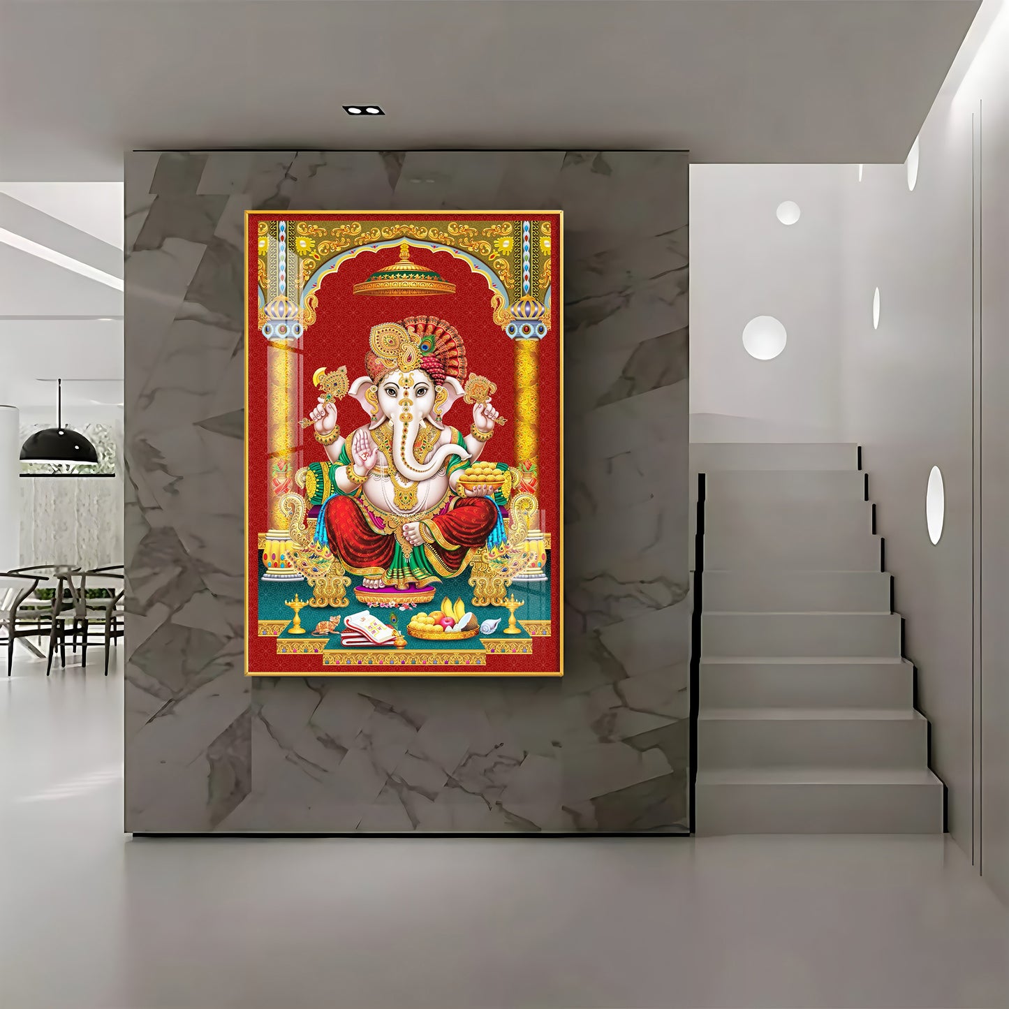 Majestic Lord Ganesha Premium Acrylic Vertical Wall Art