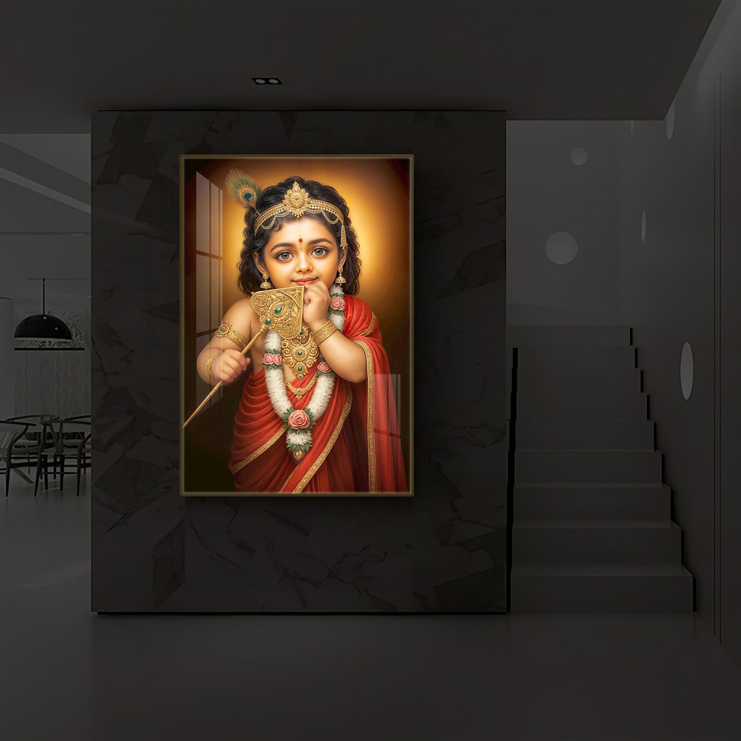 Little Murugan Ji Modern Luxury Backlight Vertical Wall Art