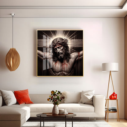 Jesus Crucified Premium Acrylic Square Wall Art