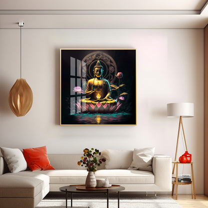 Namo Buddhay Premium Acrylic Square Wall Art