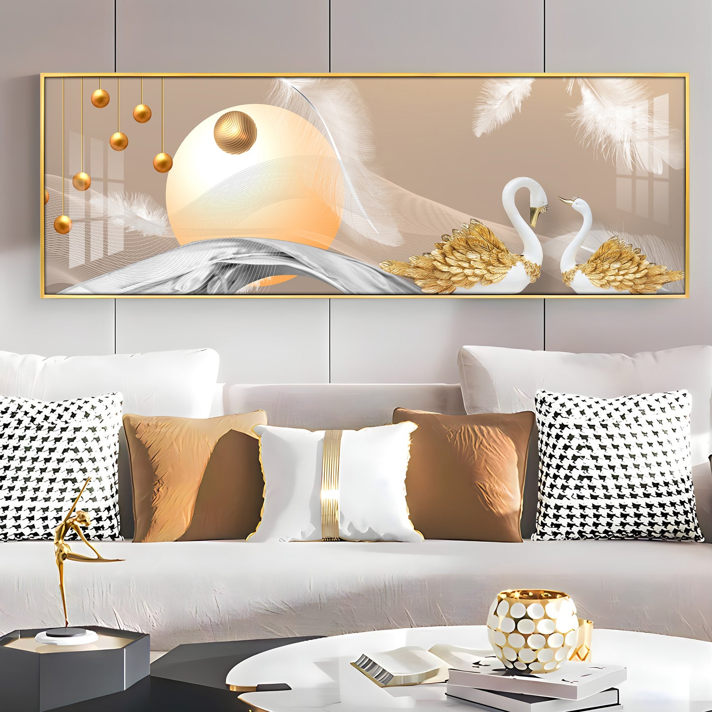 Jeweled Swan Premium Acrylic Horizontal Wall Art