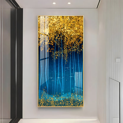 Sparkling Leaves Premium Acrylic Vertical Wall Art