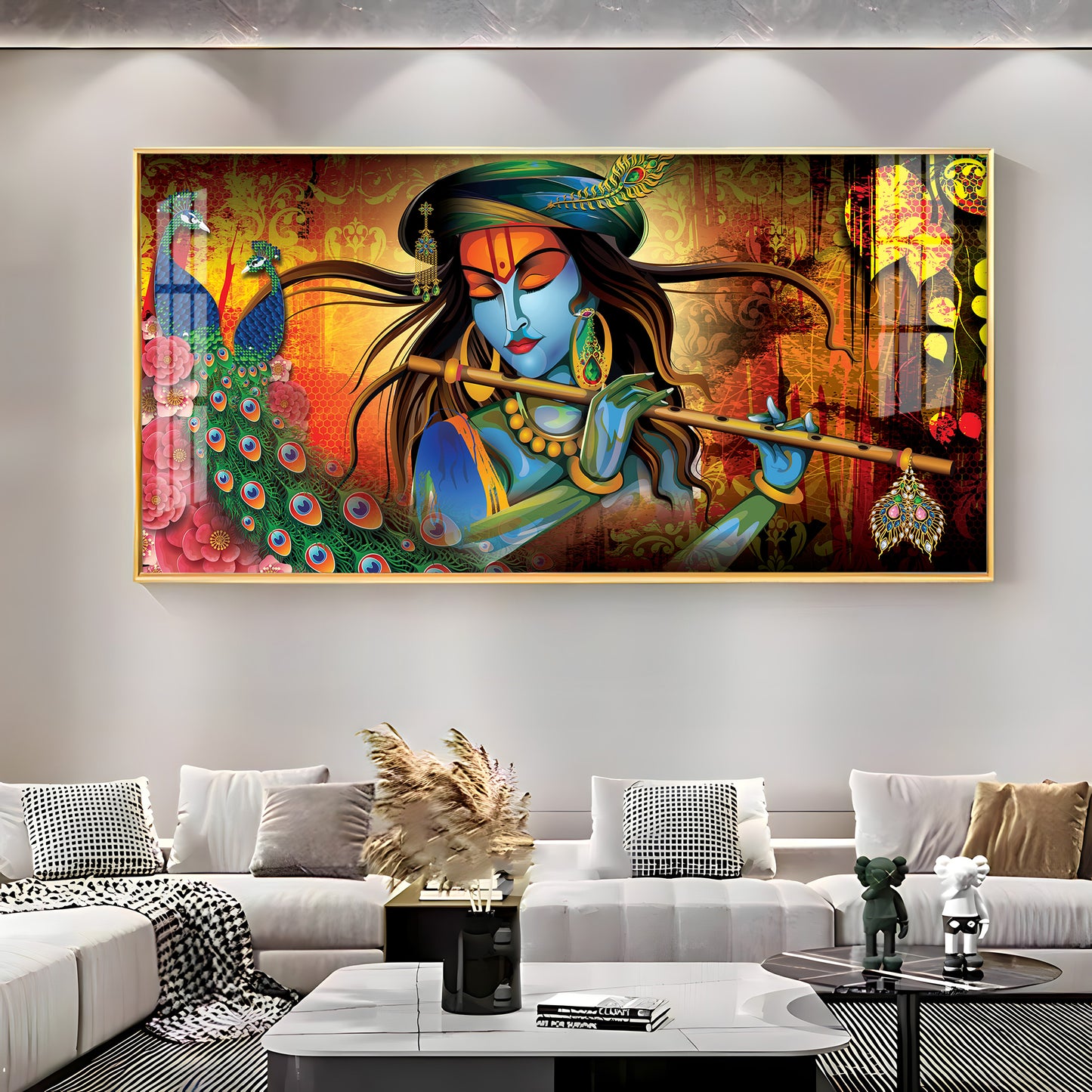 Krishna In Vrindavan Premium Acrylic Horizontal Wall Art