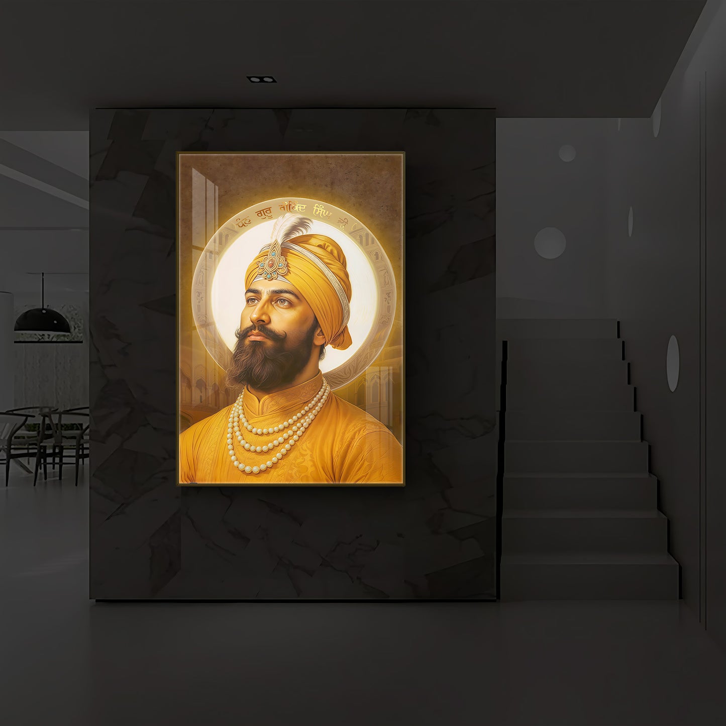 Guru Govind Singh Ji Modern Luxury Backlight Vertical Wall Art