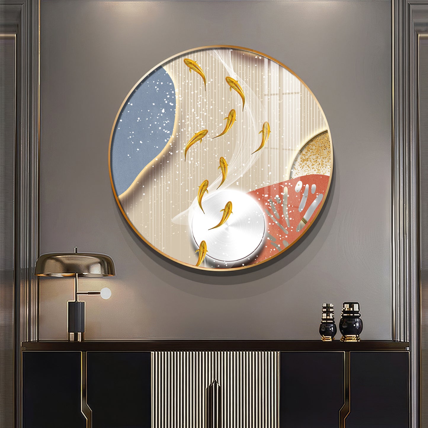 Aqua Whirl Premium Acrylic Round Wall Art