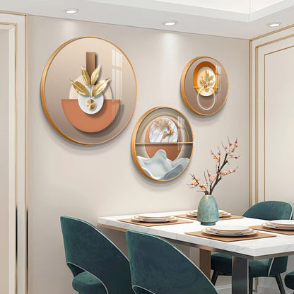 Golden Plant Puups Premium Acrylic Round Wall Art (Set of 3)